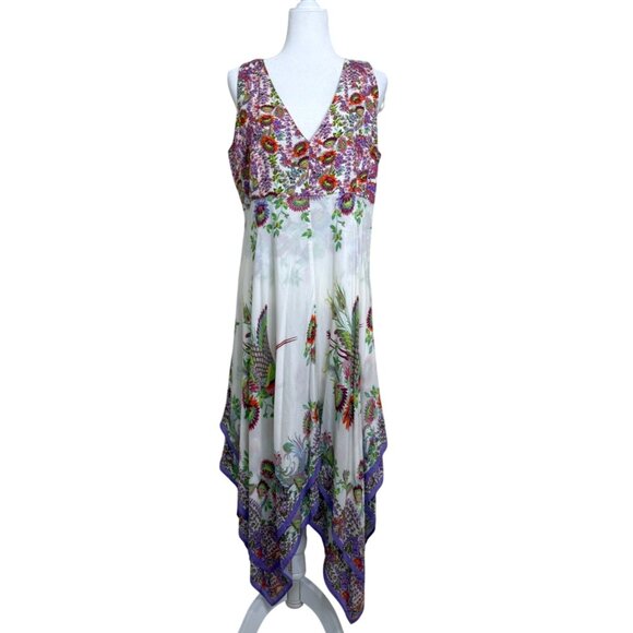Anthropologie Floral Midi Dress - White and Purple - Picture 2 of 12